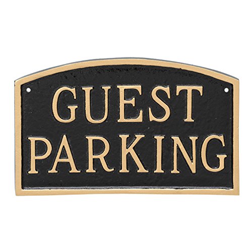 Montague Metal Products Arch Guest ParkingÂ Statement Plaque Sign Black with Gold Lettering 55 x 9